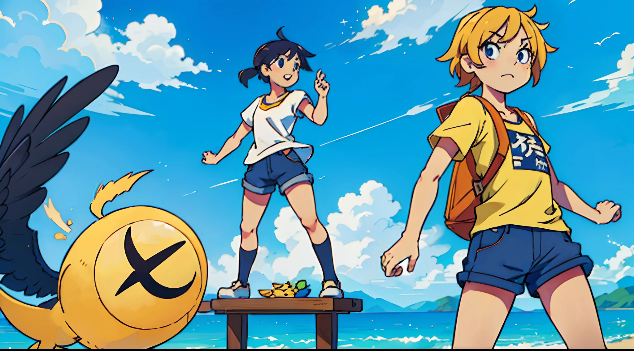 chica anime, trasero grande, short apretado