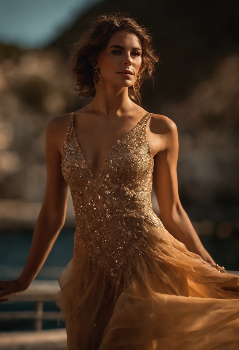 1girl, (Nadia Hilker):1. 5, Champagne color Gatsby 1920s Flapper Dress with Sequins and Fringes, South of France, Monaco, Monte Carlo, dynamic angle, seductive grin, smokey eye shadow, high detail skin, high detail eyes, seductive eyes, smokey makeup, slender body, toned body, perfect face, slim athletic body, (small breasts:1.5), detailed clothing, intricate clothing, seductive pose, action pose, motion, casting pose, ((masterpiece)), ((best quality)), extremely detailed cg 8k wallpaper, bright colors, Dramatic light, photoreal full body (wide-angle lens, Panoramic:1. 2), fantasy, hyper-realistic, amazing fine detail, rich colors, realistic texture, vignette, moody, dark, epic, gorgeous, film grain, grainy, beautiful lighting, rim lighting, magical, shallow depth of field, photography, neo noir, volumetric lighting, Ultra HD, raytracing, studio quality, octane render,