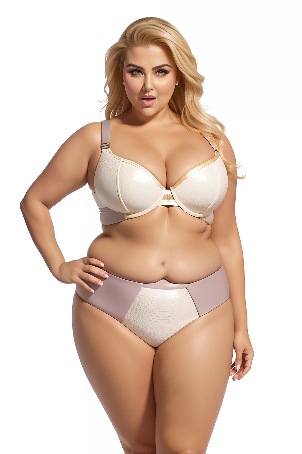 busty figure,Fat woman,Wear tight leather pants,Large chest and thin waist,A mocking expression,Photorealistic photos,Transverse navel
