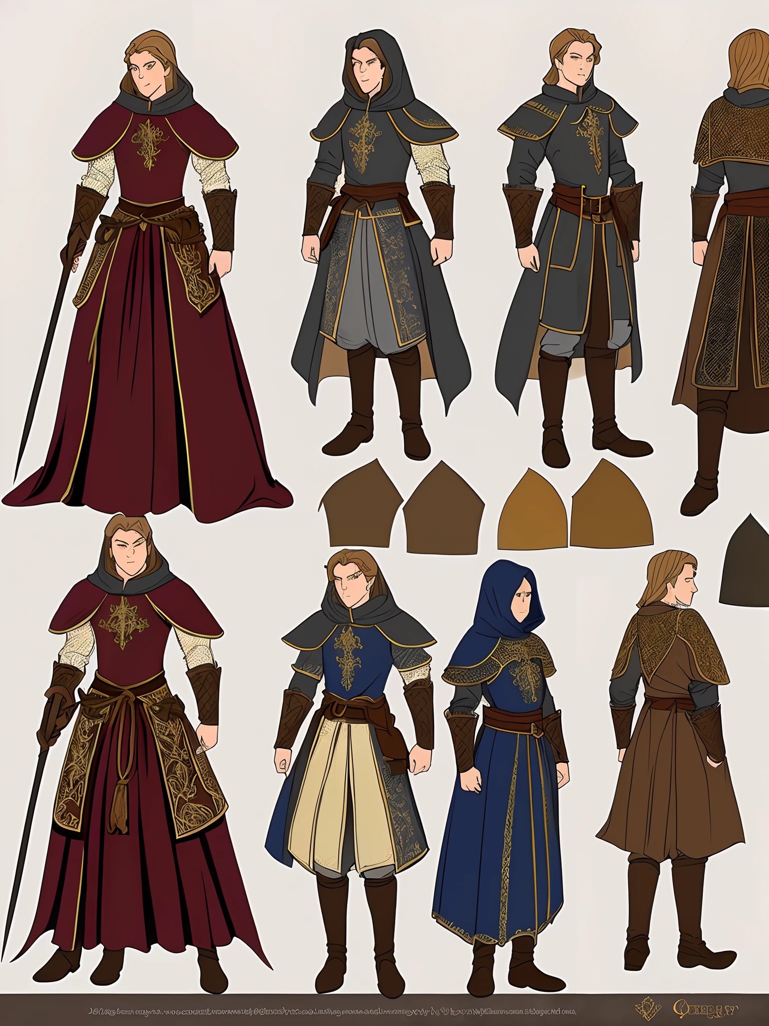 blue medieval fantasy dress design sheet