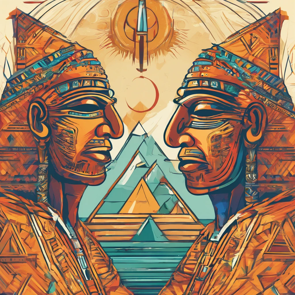 Two Egyptian mummies inside a pyramid, Two men who look scared