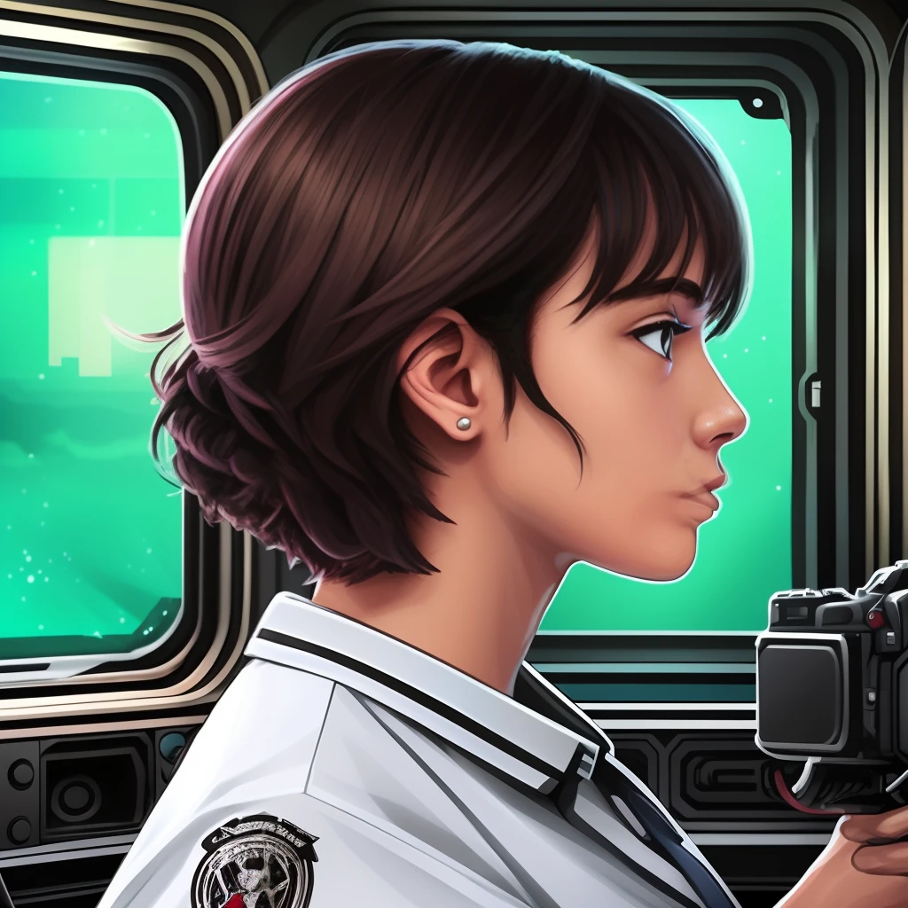 Un hiper realista. Un joven se tono de piel morena, pelo corto, una camisa blanca con el logotipo del navegador "TOR" sentado en su portatil programando en una oscura habitacion, en la cual tenga efecto cinematografico y mirando a la mejor camara de cine. --auto --s2