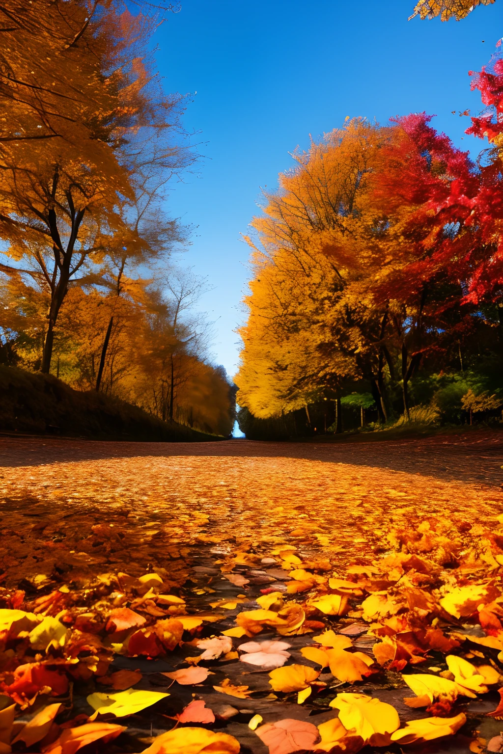 masutepiece, Best Quality, High quality, Highly detailed CG Unity 8k wallpaper, texture, Autumn landscape,There are a lot of fallen leaves on the ground, award - winning photo, Bokeh, depth of fields, nffsw, full bloom, color difference, Photorealistic, Highly detailed, trending on artstationh, Trending on CGSociety, Twist, high detal, Dramatic, midjourney art
