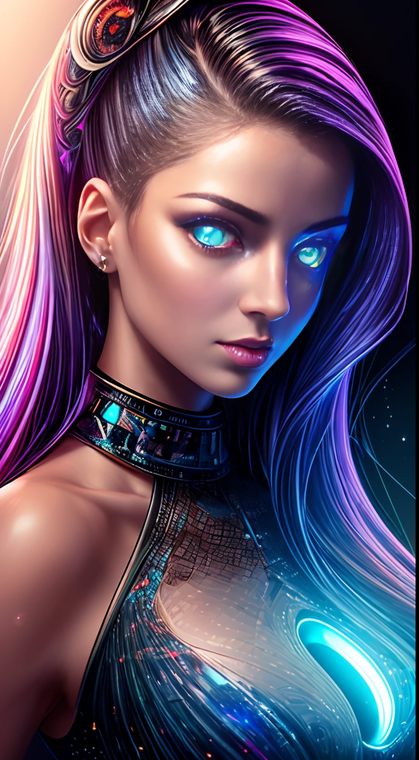(Best quality,4K,8K,A high resolution,Masterpiece:1.2),Ultra-detailed,Realistic,(smartphone:1.8),(A portrait of a woman with glowing eyes is holographically projected above the phone:1.5),Stunningly vibrant colors,Studio lighting,Finely crafted technology,Illuminated user interface,High-tech futuristic background,Subtle bokeh,Meticulous face and hand detailing,Modern digital art,Artistic rendering of technology,impressive attention to detail,Vivid and realistic depictions,Inspired by concept art,Professionally capture realism,An amazing combination of art and technology,Dramatic lighting effects,Paint beautiful shadows and highlights,Innovative and cutting-edge design,The woman's fiery gaze,Futuristic fashion and hairstyles,Ethereal and charming atmosphere,A higher level of digital art,Unrivalled quality and precision,Visual appeal,Impeccable sophistication of the atmosphere,Intricate and fascinating patterns on smartphone shells,The perfect blend of art and function