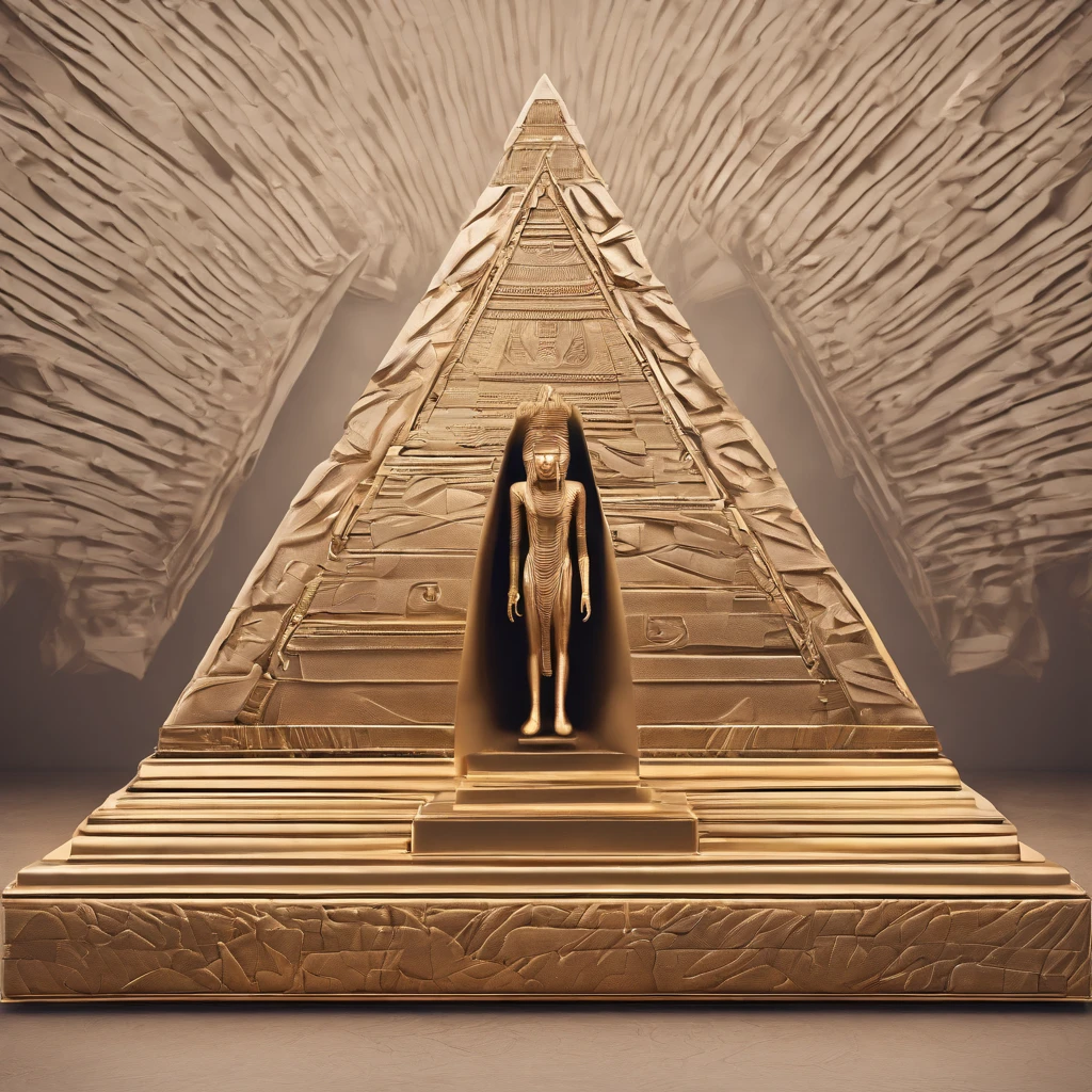 ((ambiance hypnotique)), Two Egyptian mummies inside a pyramid, Two men who look like they're dancing, (effet psychedelique),