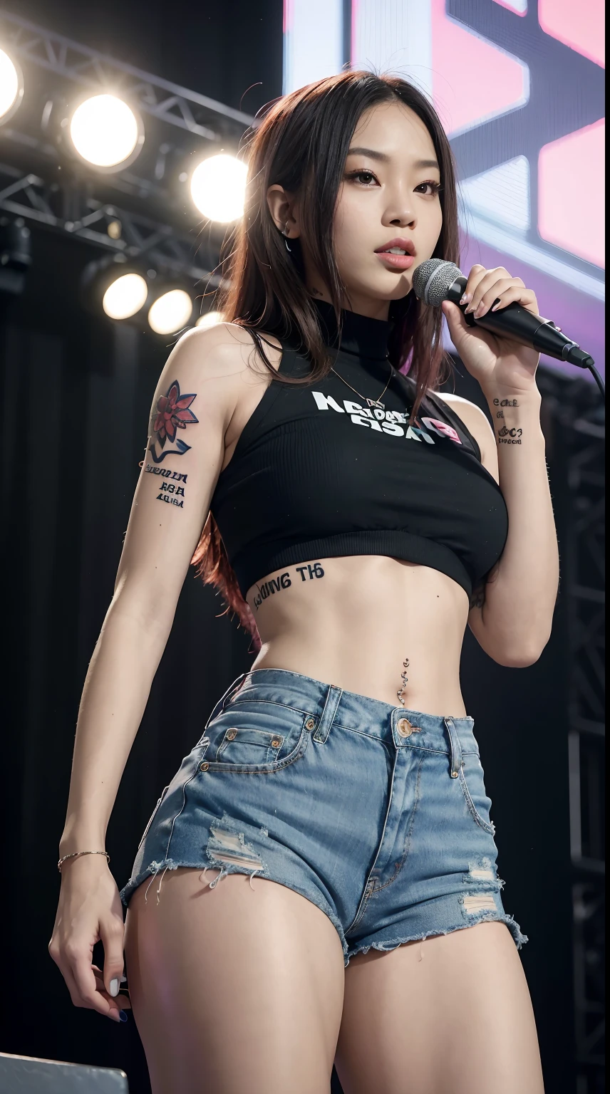 Top image quality、RAW photography、超A high resolution、Cute girl at 18 years old、For one person only、Round chest、T-shirt、Black  shorts、Beautiful Eyes of Details、Very slender eyes、Beautiful eyelashes、beautiful double eyelid、White walls、Beautiful waist、Very slender legs、Light brown shorthair、Very slim physique