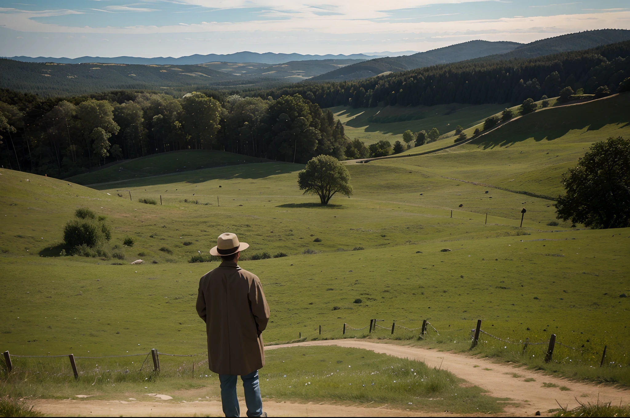 Man in hat looking at a beautiful land