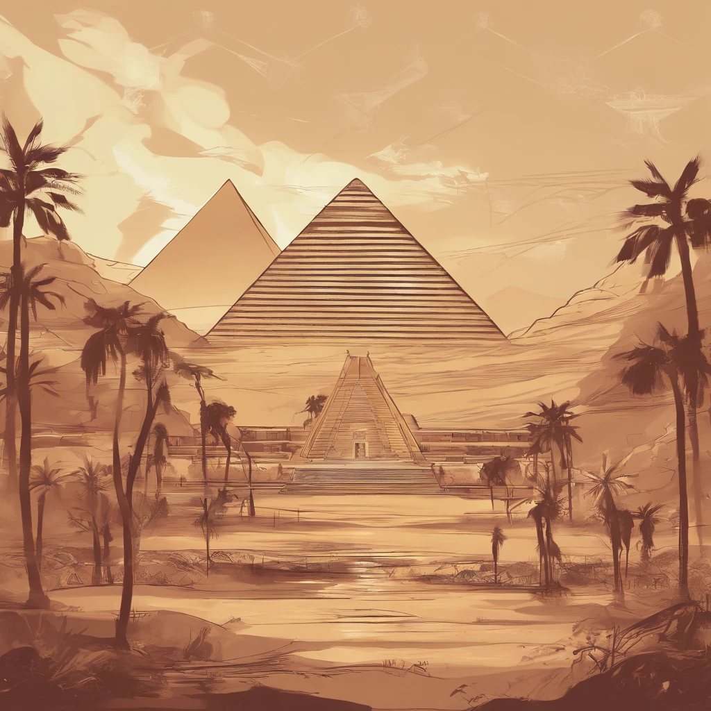 ((ambiance hypnotique)), Deux momies égyptiennes à l’intérieur d’une pyramide, Deux hommes qui ont l’air de danser, (effet psychédélique), paysage de l'Egypte antique, représentation des dieux egyptiens,