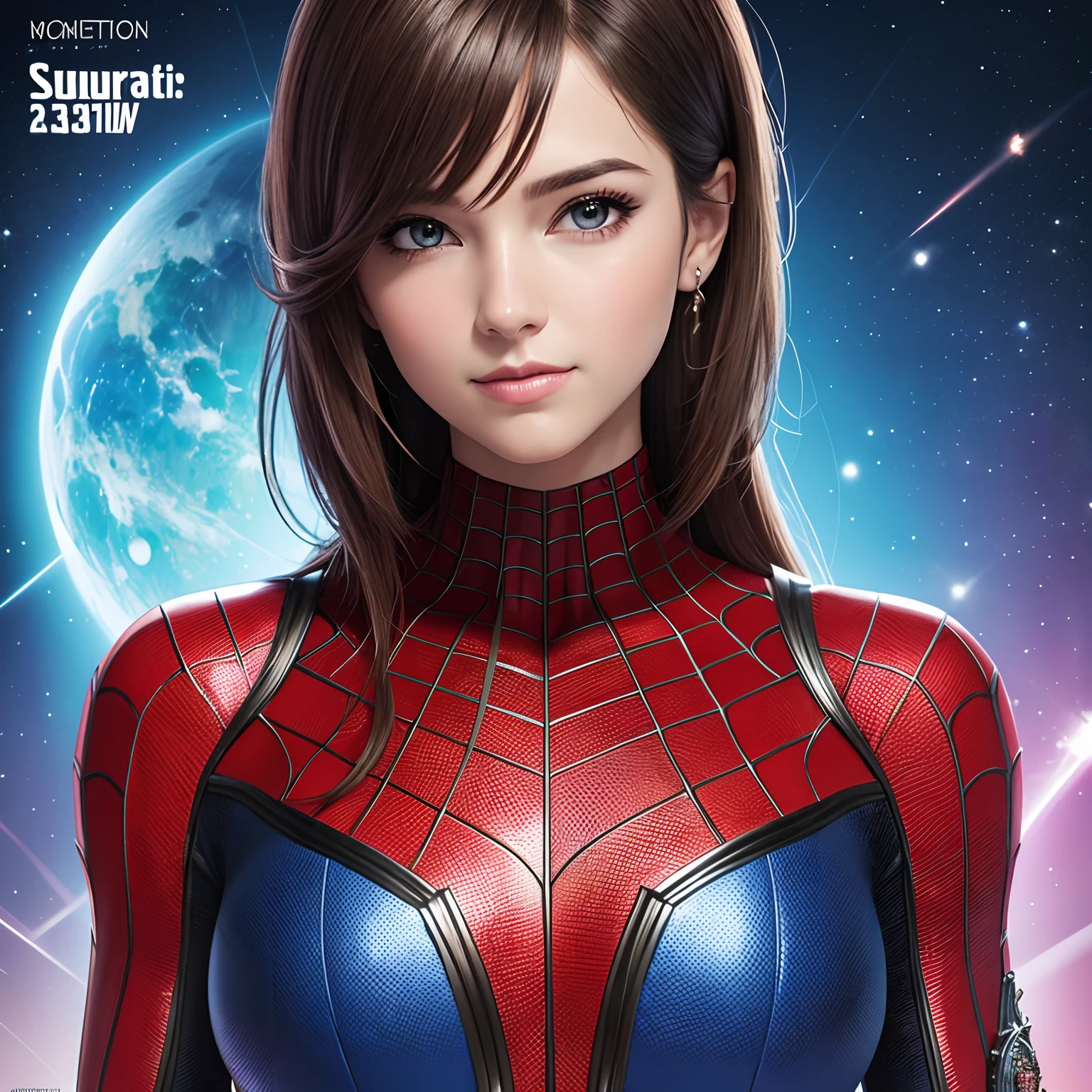 (Award Winning Digital Artwork: 1.3) of (Sketch: 1.3), (Vibrant: 1.3) Spidey, EmmaRob, CGSociety, ArtStation, (Saturation: 1.3), (Close Portrait: 1.3), (Female: 1.4), (beautiful: 1.4), (charm: 1.3), handsome, calendar pose, perfect detailed eyes, studio lighting, themed background