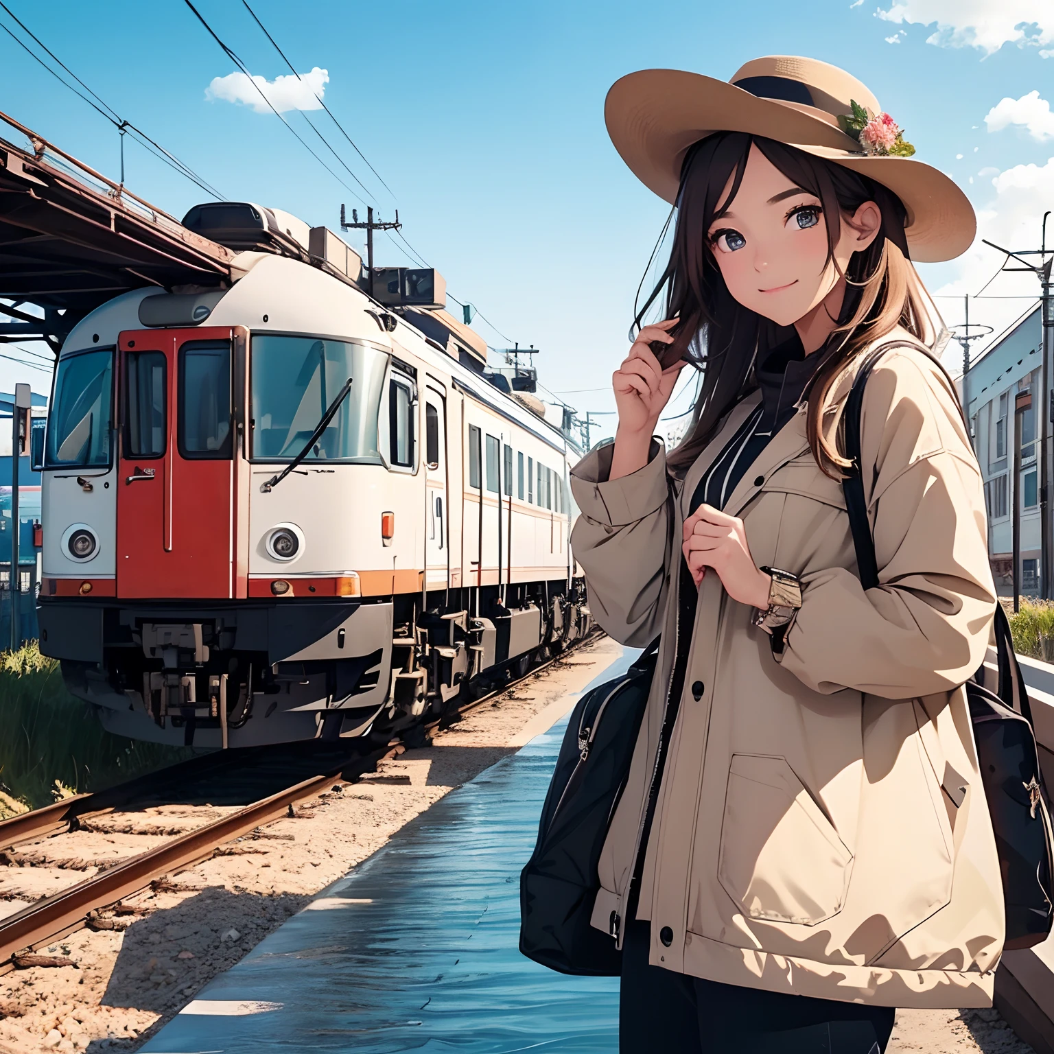 Travel on the Trans-Siberian Railway、Pretty girl、happily face、Brown skin、masterpiece、top-quality、Top image quality