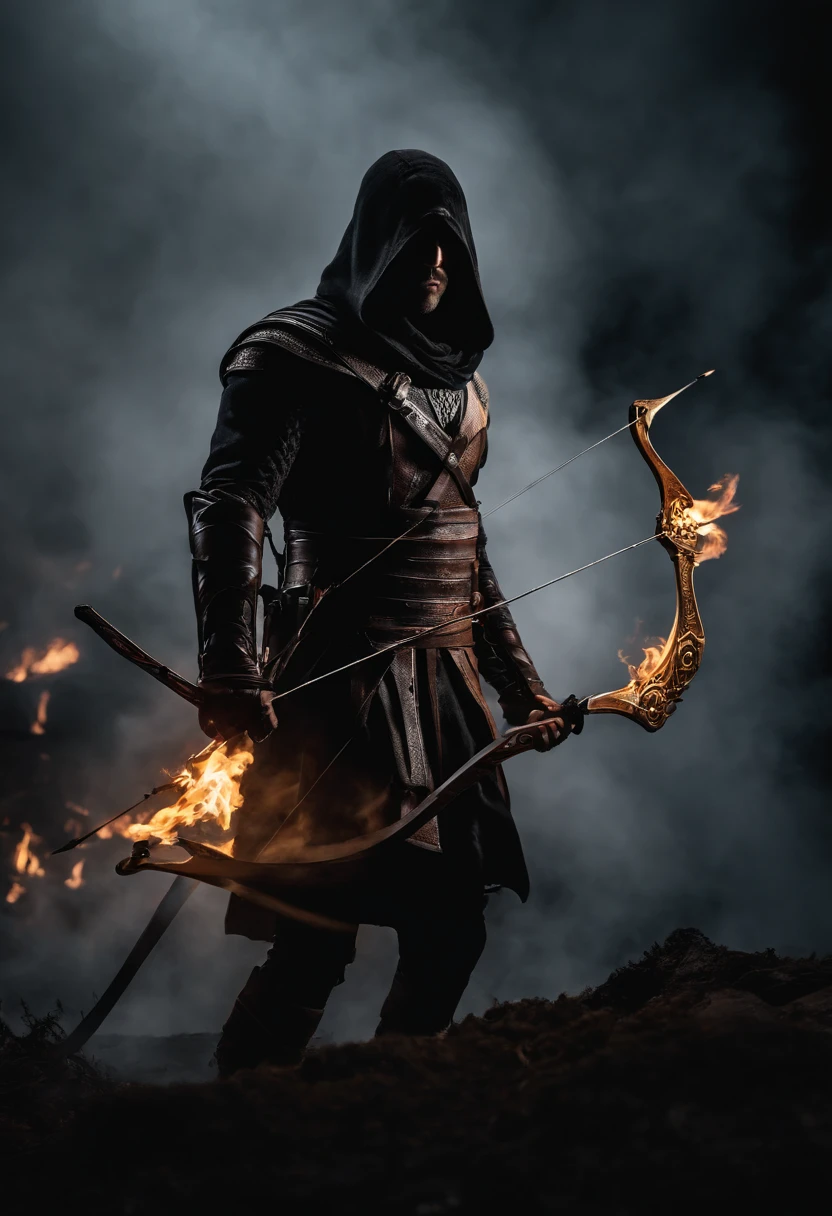 Envision a malevolent character in stark contrast to the ethos of Assassin's Creed. Picture this antagonist with piercing, glowing eyes that radiate an otherworldly malevolence. Dive into micro-details, highlighting sinister facial features and a malevolent grin that adds an eerie aura.
Imagine the character holding an archery bow, emphasizing the duality of skill and darkness. Capture the bow with meticulous detail, from the wickedly designed arrows to the malevolent energy emanating from the weapon.
Set the scene at night, shrouded in an eerie mood. Integrate a background of black smoke and fire, creating a chaotic yet captivating atmosphere. Illuminate the character with a subtle, unnatural light that enhances the ominous glow of their eyes.
Consider the play of shadows, using the night setting to accentuate the villain's menacing silhouette. Infuse the composition with an air of mystique, portraying the antagonist as a formidable force embodying the opposite of the noble Assassin's Creed character.
This detailed prompt aims to inspire a micro-detailed and visually striking depiction of an evil character with glowing eyes, wielding an archery bow, set against a backdrop of black smoke and fire in a night shot, creating a chilling and ominous atmosphere.