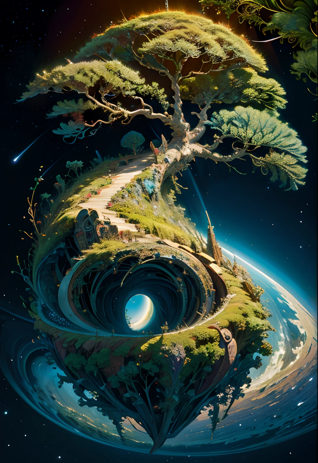 (masterpiece, top quality, best quality, official art, beautiful and aesthetic:1.2), (1 cosmic tree), extreme detailed,(fractal art:1.3),colorful,highest detailed