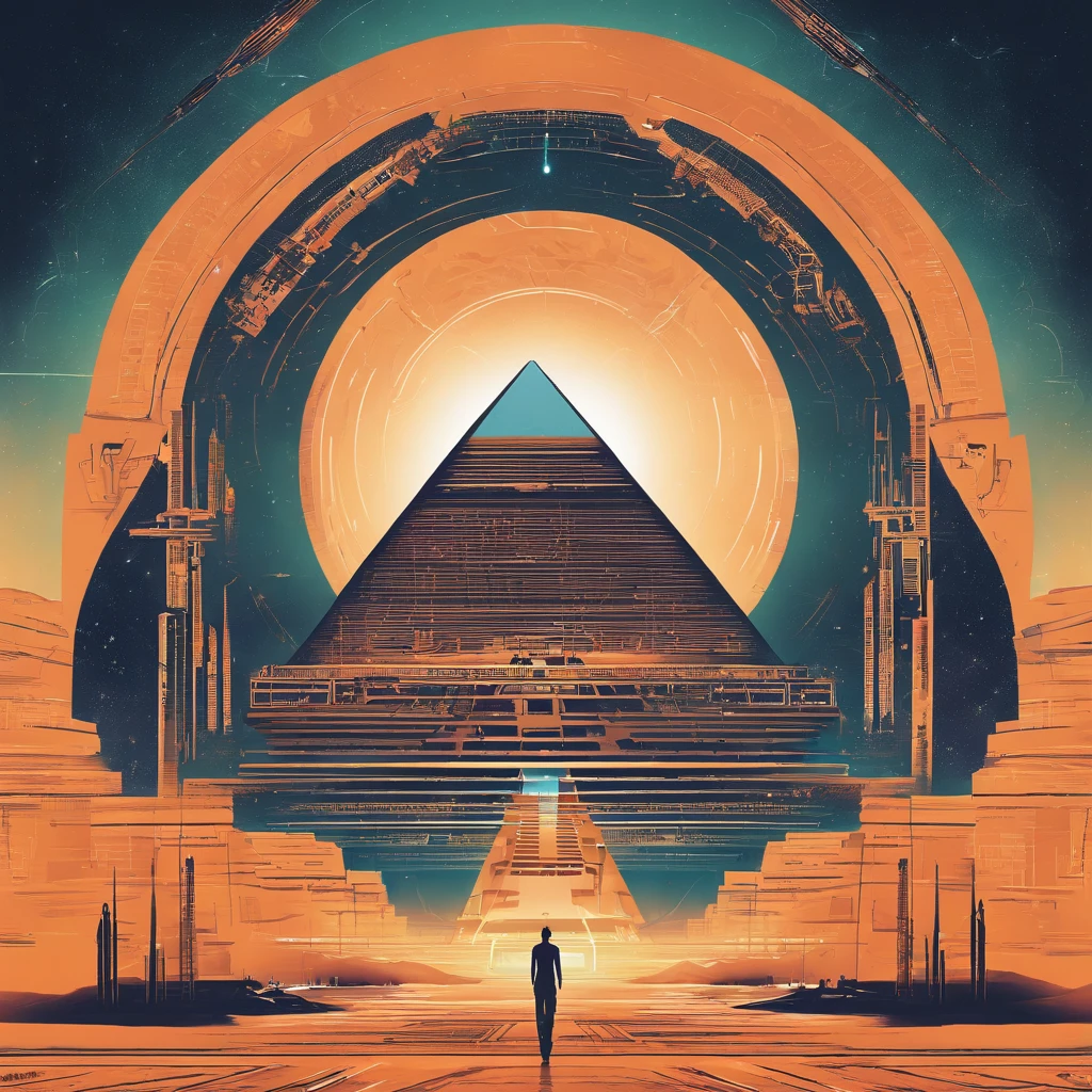 ((ambiance hypnotique)), Deux momies égyptiennes à l’intérieur d’une pyramide, Deux hommes qui ont l’air de danser, (effet psychédélique), représentation des dieux egyptiens,