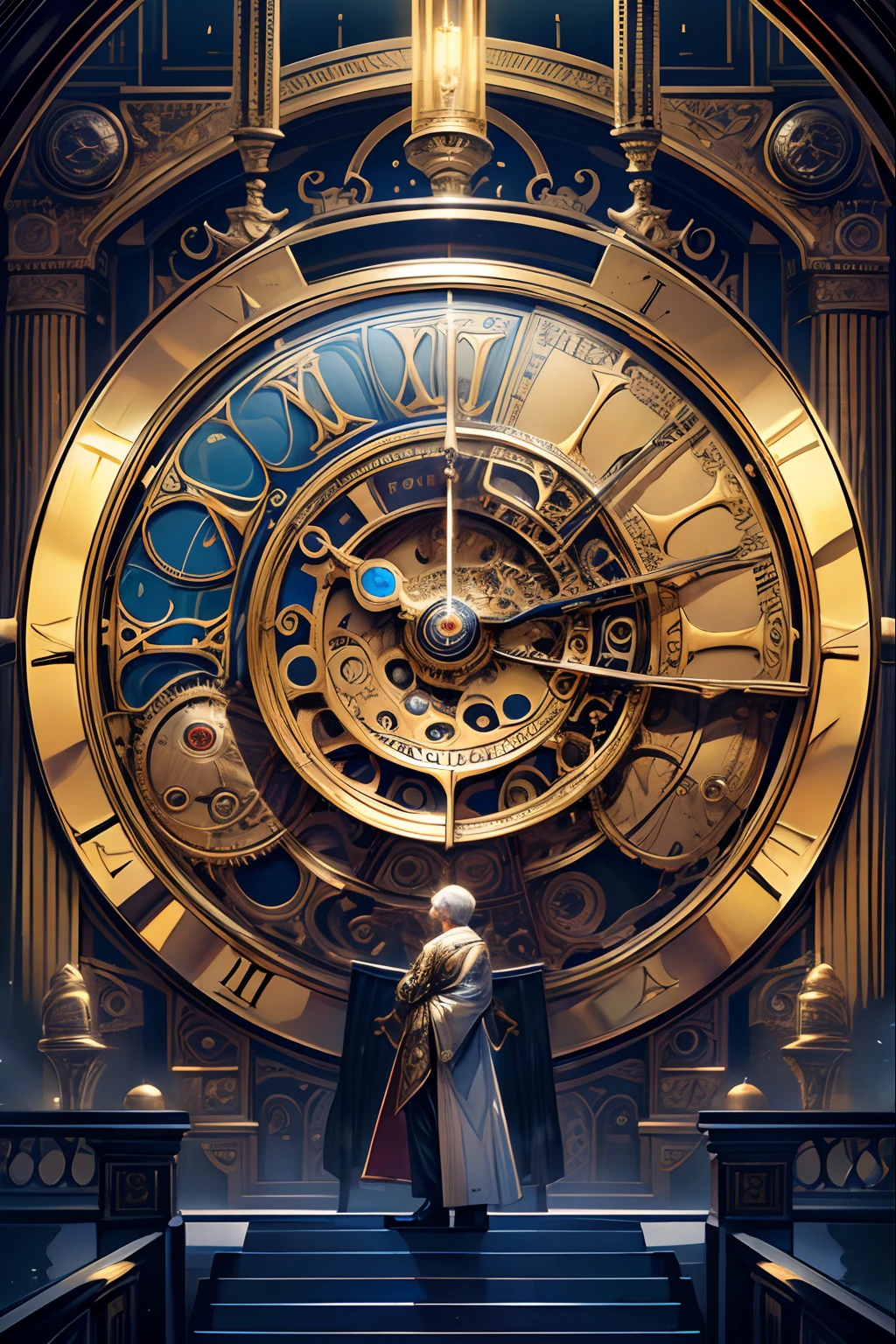 Masterpiece:1.2,A wide variety of clocks,Space-time tunnel,illustrated,Detailed clock design,Vintage clocks,Well-designed clock mechanism,meticulous craftsmanship,Stunning timepieces,Richly decorated faces,Gorgeous clock hands,Mechanical Wonder,Time travel aesthetics,Precision gears and springs,Intriguing clockwork sculptures,Mesmerizing ticking sounds,The Mystery of Engraving,Old world charm,Elegant pocket watches,Futuristic chronograph device,Charming pendulum,Vibrant colors,Surreal art,Precision engineering,The illusion of time bending,A mysterious time vortex,Glamorous dial,Luminous numbers,exquisite attention to detail,Glossy metallic finish,Dim lighting