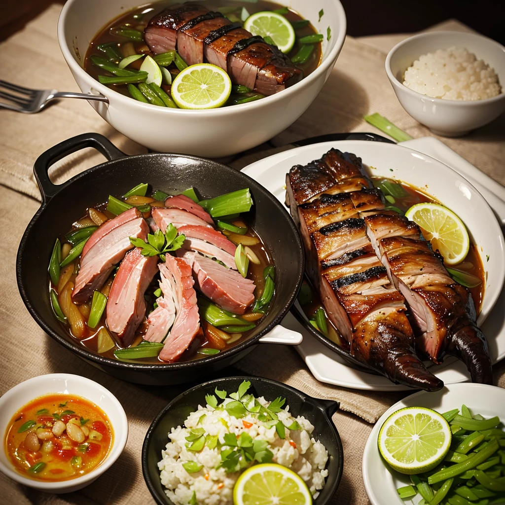 A night of braised pork, fat and thin, oily and delicate, a little chopped green onion, garlic, super realistic food pictures, the complete theme shown in the photo,, Randy Post, hyper realistic ", hyper realistic", high res photo