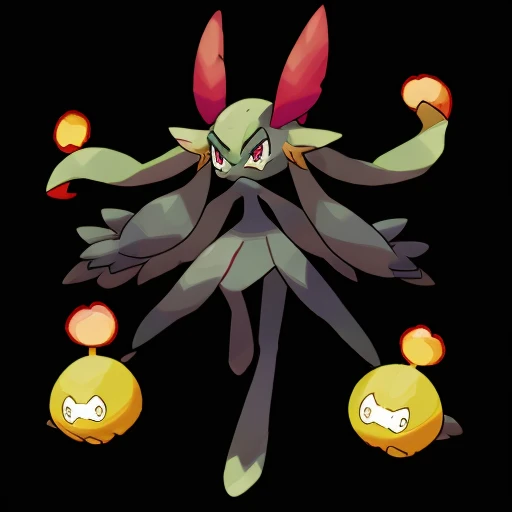 pkmn, devil girl, ogre, black background, on four legs,