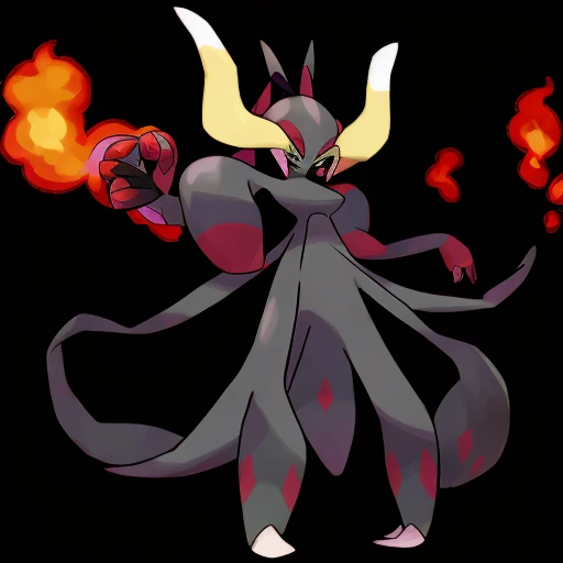 pkmn, devil girl, ogre, black background, on four legs,