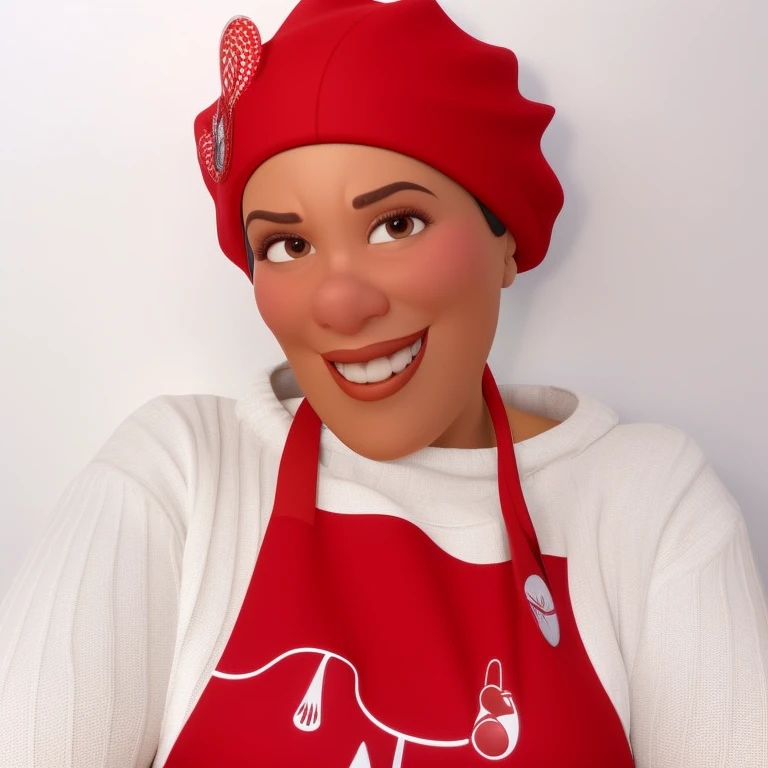 Criar uma imagem de uma mulher confeiteira , sorrindo. Na imagem a mulher deve estar segurando bolo. o estilo da imagem deve ser ser pixar- disney 3 d. Caractere estilizado, animation style rendering, 3D estilizado, Arnold Maya render, 3 d render stylized, toon render keyshot, Personagem 3D, Personagem 3D, 3d rendering stylized, 3 d character render, personagem de desenho animado, Personagem de close up, Pose de personagem, (Estilo Pixar) (master part:1.2) (Bokeh) (best quality) (pele detalhada) (textura detalhada) (8k) (argila) (Cinematic lighting) (foco nítido