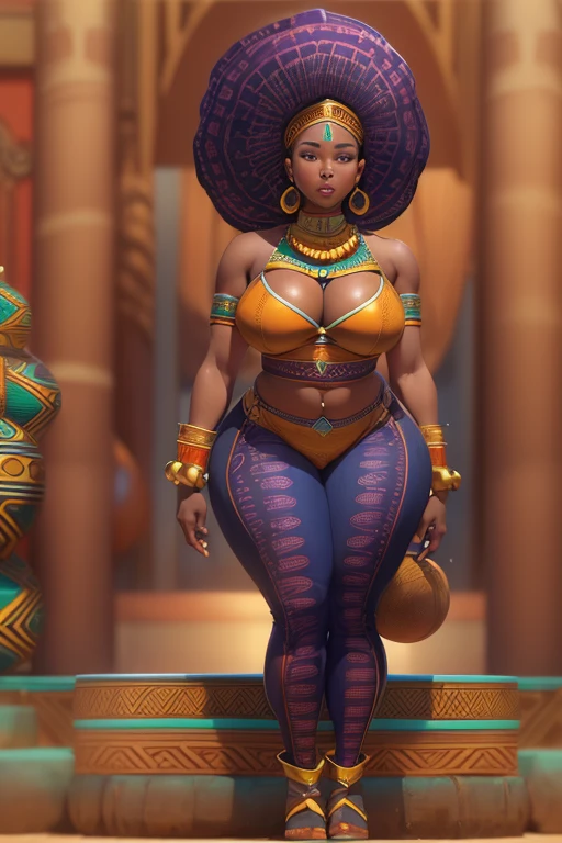 African Goddess jiggly fat round belly voluptuous body, Concept art, sexy girl, white haircut, extremely details, t-pose, 3 view frames