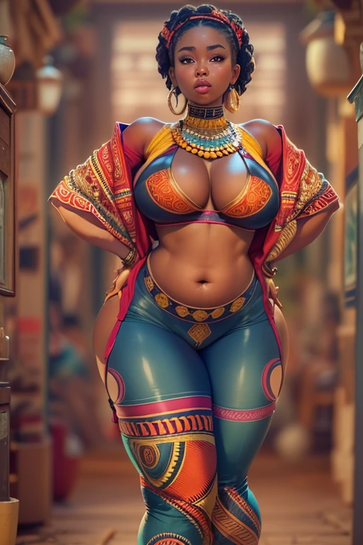 BELLE FEMME AFRICAINE, (wide hips:1.4), (big buttocks:1.4), (thick thighs:1.4), (small waist:1.4), (gigantic breasts:1.4)