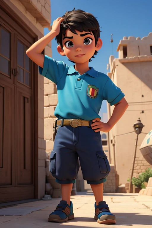 MENINO DE 10 ANOS DA PALESTINA DE 2023. TYPICAL PALESTINIAN ETHNICITY. DISNEY PIXAR DESENHO ANIMADO EM 3D
