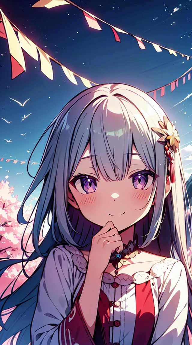 masutepiece, Best Quality,Illustration, Wallpaper, ultra -detail, Absurd beauty, 1beautiful girl、Bright hair color、Glitter and big eyes、Hair fluttering in the wind、♡、Autumn landscape、miscievous smile