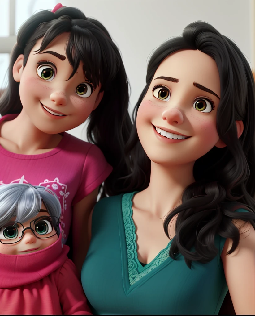 Mother and daughter , qualidade alta, arte pixar, Real Features