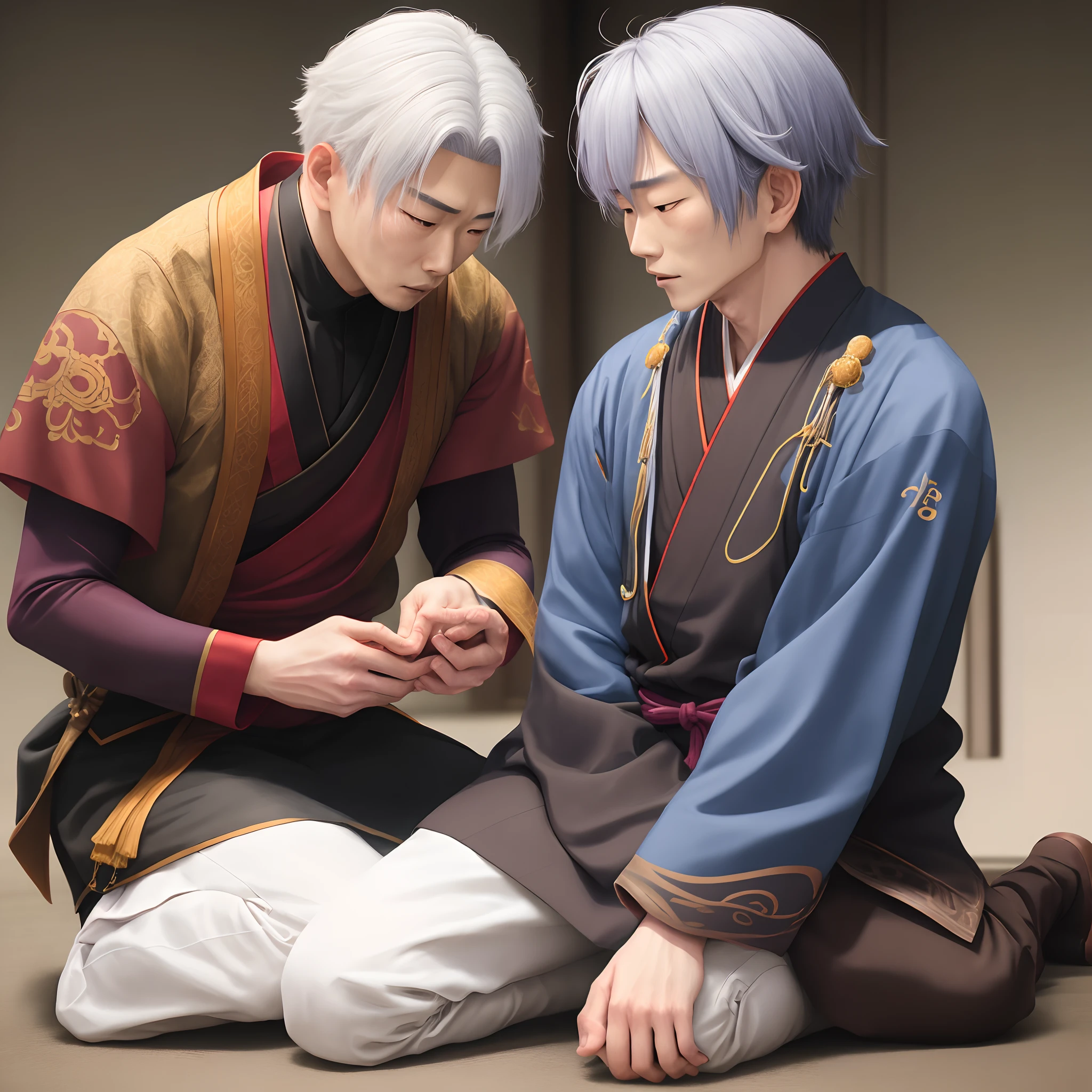 Gojo Satoru kneels behind Sukuna to change his technique