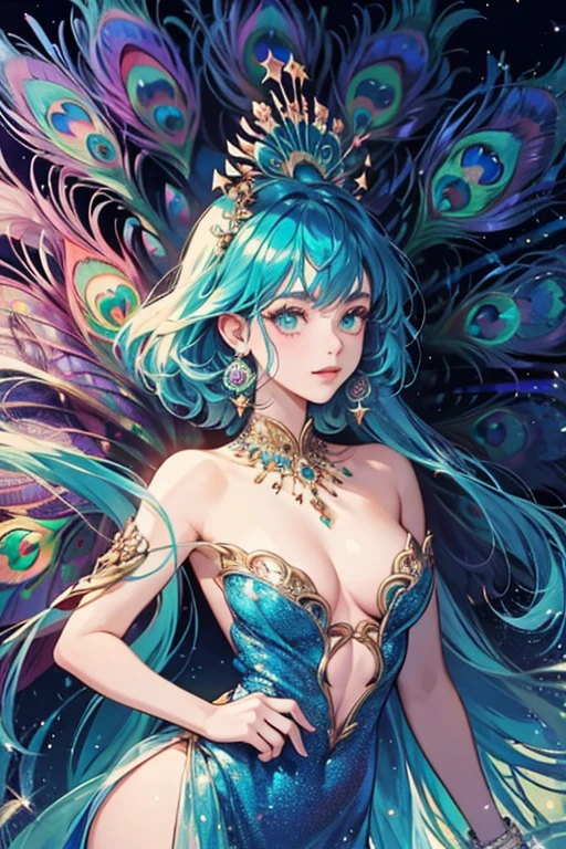 peacock human; glitter