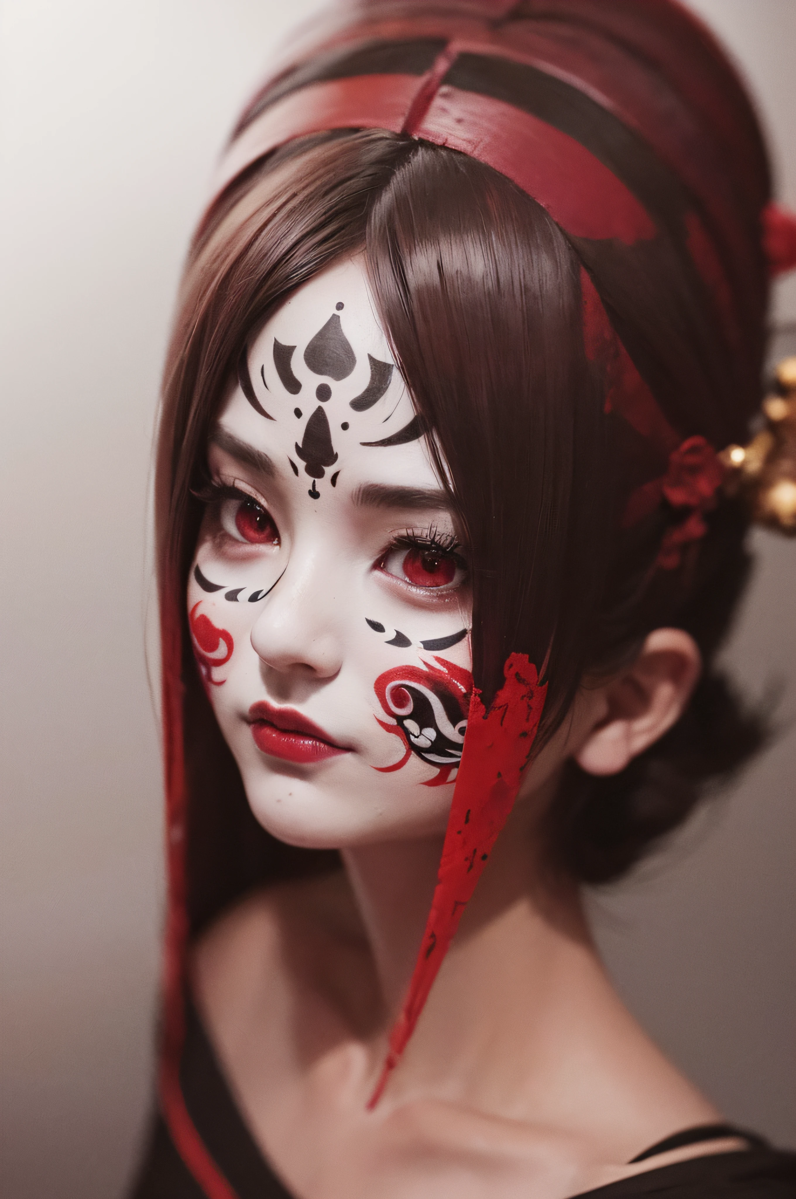 (best qualityer) (fot) 1 girl in profile, a Japanese hannya mask