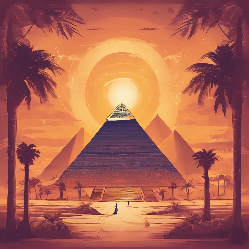 ((ambiance hypnotique)), Deux momies égyptiennes à l’intérieur d’une pyramide, Deux hommes qui ont l’air de danser, (effet psychédélique), représentation des dieux egyptiens,
