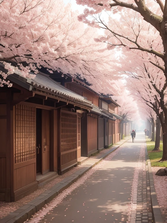 Cherry blossoms and streets, masterpiece, Best Quality, Super Detail