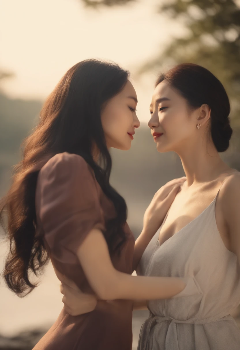 Two girls,embracing each other,(((Beautiful profile))),(((Hold hands))),(((kiss))), (A hyper-realistic) , (((stare at each other))), (Increase the resolution), (8K), (ighly detailed), (The best illustrations),((teats see through)),(beatiful detailed eyes), (best qualtiy), (ultra-detailliert), (masterpiece), (wall-paper), (详细的脸), a smile,(full bodyesbian),(Standing),(delicate finger),((Good body with big style)),(((Opening Mouth))),((Toe to toe)),The girl is beautiful , delicate detail, A detailed face, deep-shadows, (Beautiful feet),pureerosfaceace_v1, maggie cheung, gemma chen, janice sung, katherine lam, yun ling, lulu chen, deayami kojima, Itagaki Publishing, jen zee, jacky tsai style, kakar cheung, lu ji, 奈良美智, lee ji - eun