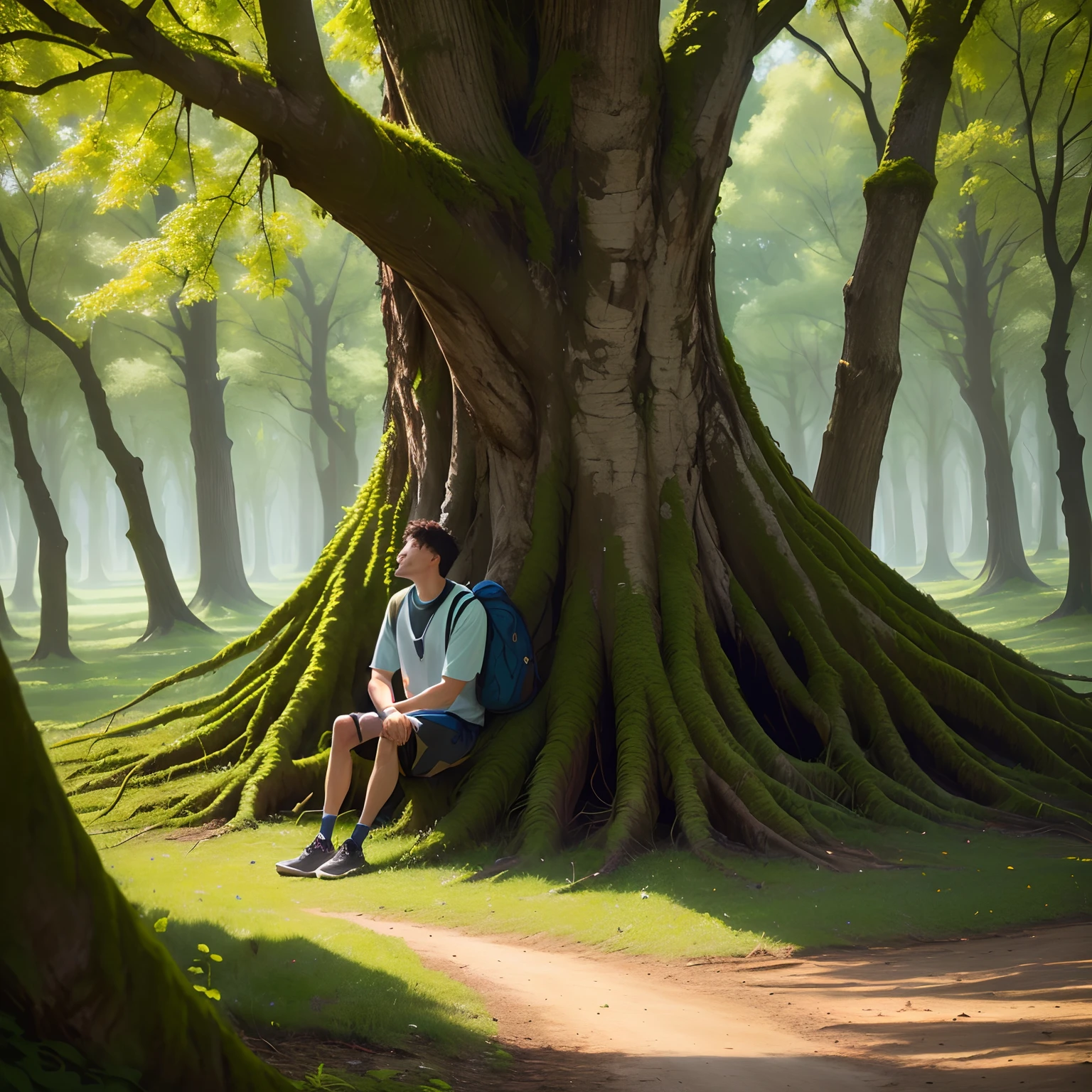 Person eating a tree