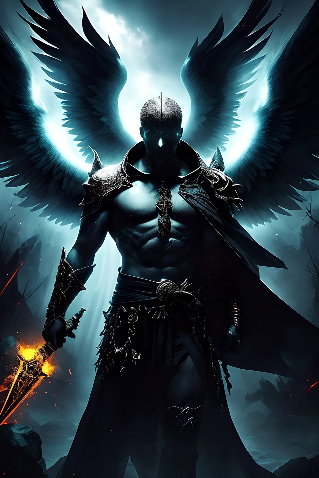 (papel de parede 8k extremamente detalhado), An average photo of angel necromancer, intrincado, alto detalhe, Dramatic