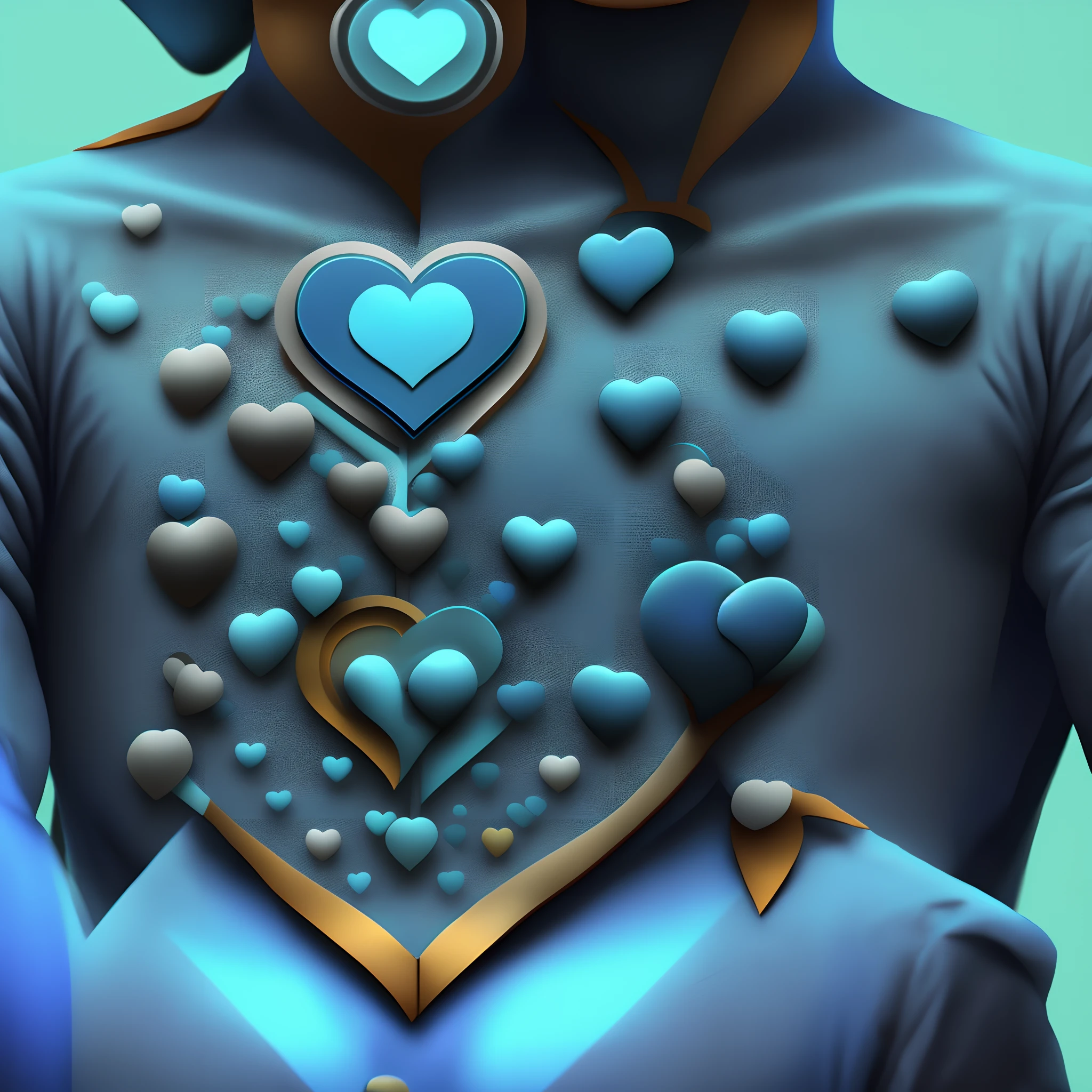 Logo for people management / recursos. Humans in blue color focused on the humanization of employees, including 3 hearts united with people