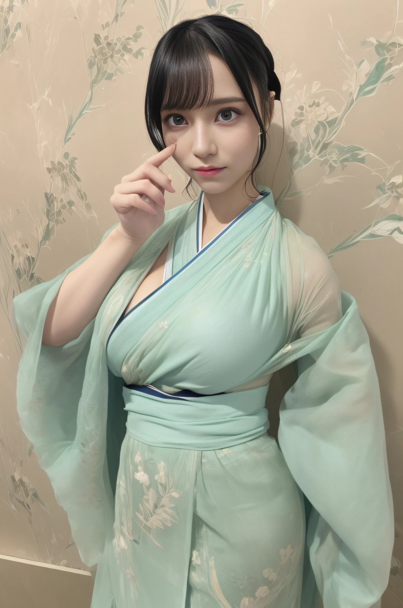 (small breasts:1.2), (perky chest:1.1), (pointed chest:1.0), (hand gun magazine cover:1.3),(from below:1.2),(from side:0.9),masterpiece, 1girl, Amazing Cleavage:1.1, thin waist, big ass, Raised sexy, small breast: 1.2, posed cleavage:1.2、solo, open mouth, have a cute grass of cute beergrass,black hair, dark green eyes, dress, bare shoulders, jewelry, collarbone, sidelocks, hairband, earrings, indoors, off shoulder, sweater, arms behind back, plant, short hair with long locks, gild hairband, sweater dress:1.2, off-shoulder sweater, red sweater, dark gord hair, big side hair, very long side hair,is rendered in (masterpiece: 1.2, best quality), with (ultra high resolution) and an exquisite (depth of field). This masterpiece is not only visually stunning but also tells,A scene of cooking in the kitchen by classroom ,looking at viewer,