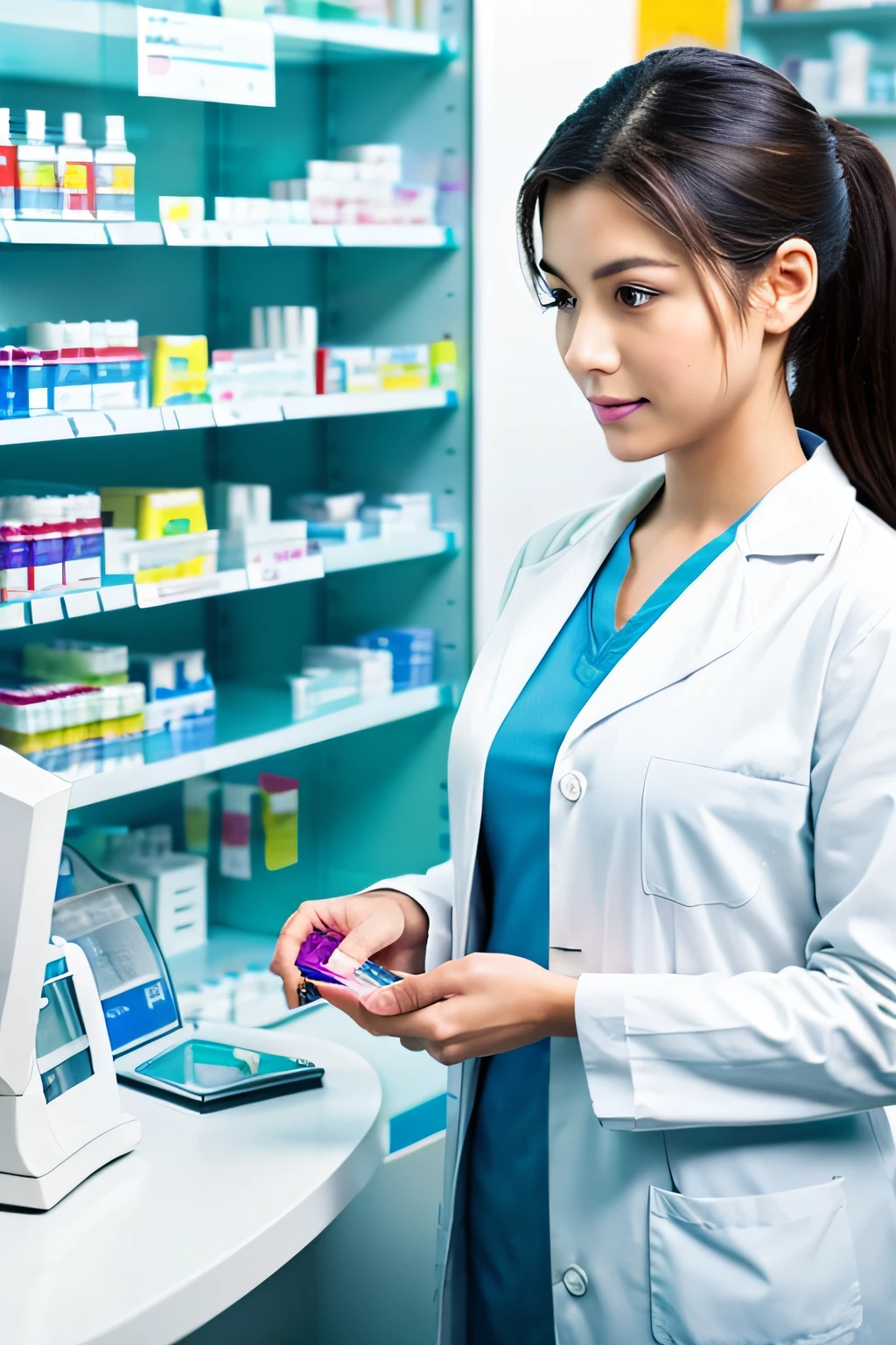 Pharmacist working in a dispensing pharmacy