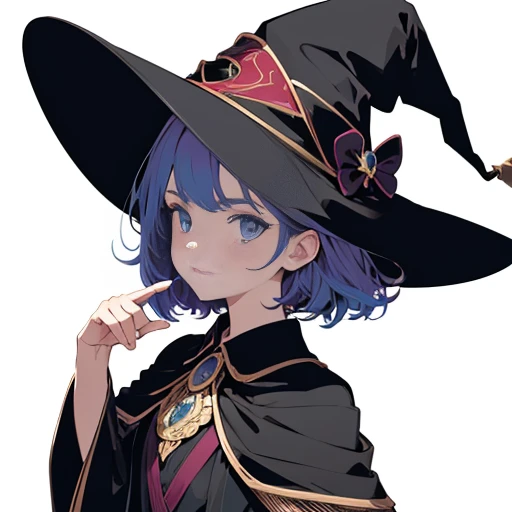 masterpiece, best quality, (flat color:1.3), watercolor hair, witch, Multi Colorful Magic,