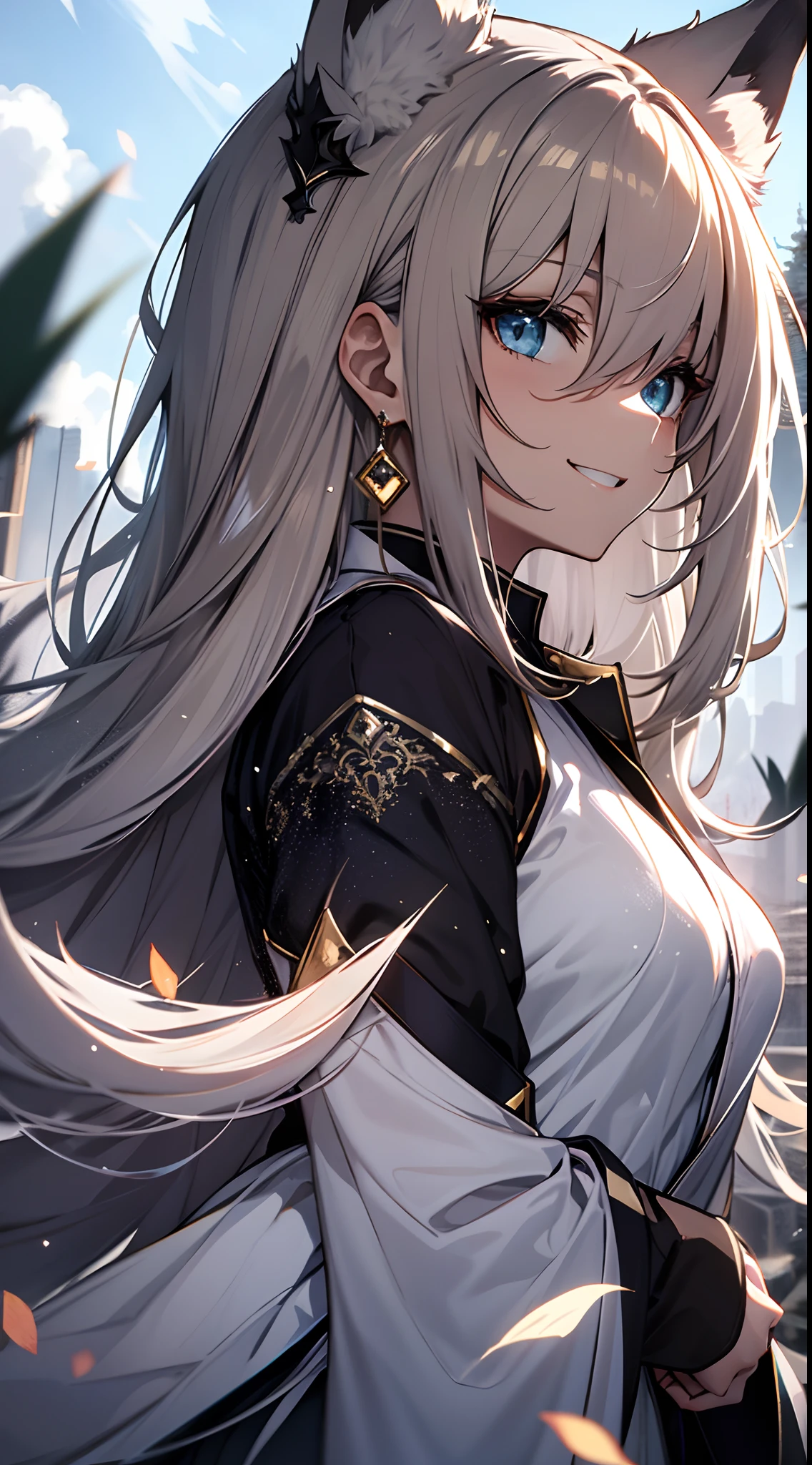 ((tmasterpiece:1.4,best qualtiy))+,(Hyper-detailing)+,(Ultra-detailed eyes)+,(White fox ears:1.5),
(cute1girl),15year old,(Sky blue eyes:1.15),with short dark brown hair,Long brown braids,Fluffy hair(wariza:1.2),paleskin,ssmile,A seductive smile
(She wears a conservative white warm suit,Gold pattern,Lots of fluff:1.5),(black glove:1.4)Very long sleeves,
Black earrings,Slim legs,Shrines,Red deciduous leaves,Ink Phantom,gem jewelry,Snow Mountain Bazaar
(Fluffy fox tail:1.1),
(Dawn light:1.2),White fox,
(Heavy black and white:1.16),(depth of fields:1.4),,Complicated details,