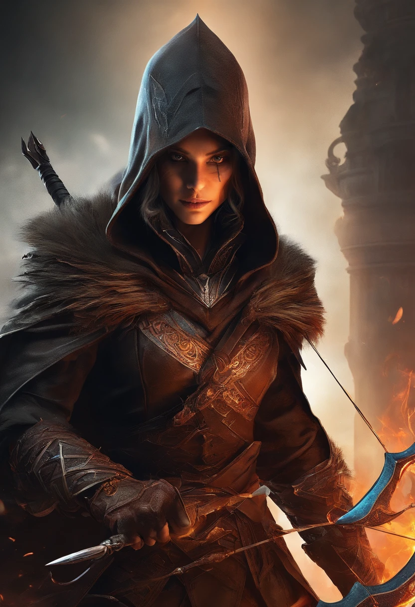 Envision a malevolent character in stark contrast to the ethos of Assassin's Creed. Picture this antagonist with piercing, glowing eyes that radiate an otherworldly malevolence. Dive into micro-details, highlighting sinister facial features and a malevolent grin that adds an eerie aura.
Imagine the character holding an archery bow, emphasizing the duality of skill and darkness. Capture the bow with meticulous detail, from the wickedly designed arrows to the malevolent energy emanating from the weapon.
Set the scene at night, shrouded in an eerie mood. Integrate a background of black smoke and fire, creating a chaotic yet captivating atmosphere. Illuminate the character with a subtle, unnatural light that enhances the ominous glow of their eyes.
Consider the play of shadows, using the night setting to accentuate the villain's menacing silhouette. Infuse the composition with an air of mystique, portraying the antagonist as a formidable force embodying the opposite of the noble Assassin's Creed character.
This detailed prompt aims to inspire a micro-detailed and visually striking depiction of an evil character with glowing eyes, wielding an archery bow, set against a backdrop of black smoke and fire in a night shot, creating a chilling and ominous atmosphere.