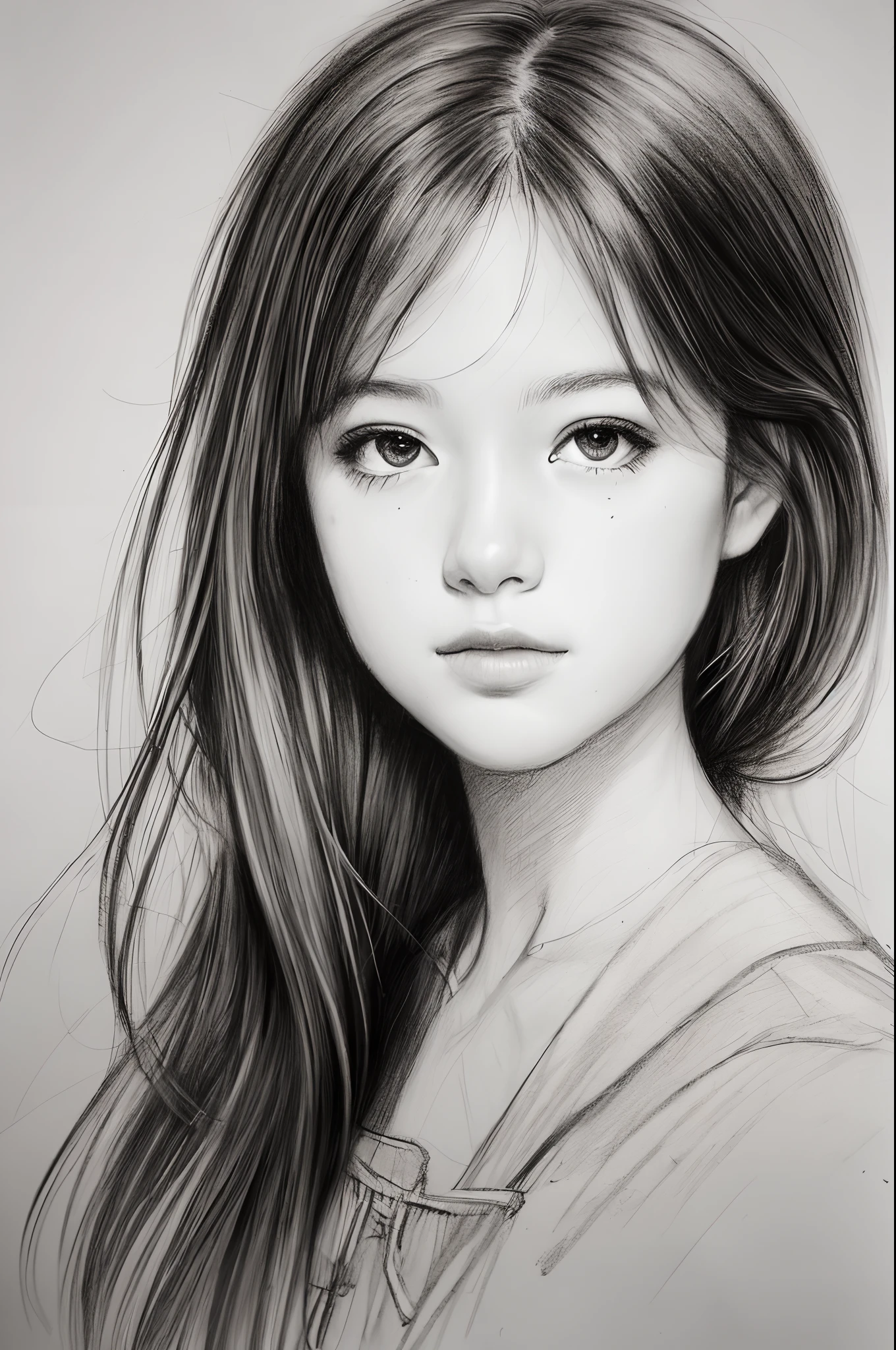 Portrait sketch,1girll,sketching