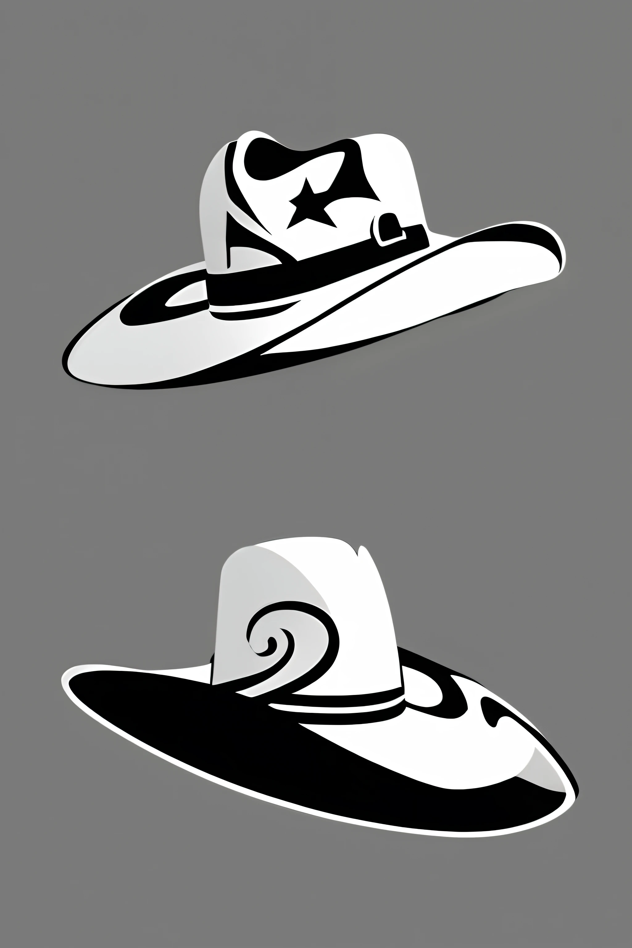 A cowboy hat,Vector graphics,logo,black andwhite,white backgrounid,Simple