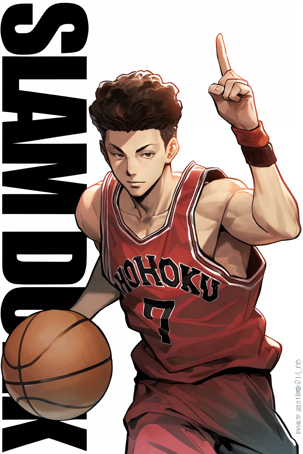 a drawing of a man holding a basketball ball in his hand, kentaro miura manga art style, kentaro miura manga style, manga style of kentaro miura, slam dunk, akihiko yoshida!, makoto kano, by Akihiko Yoshida, in the style of sachin teng, by Yoshihiko Wada, umanosuke iida