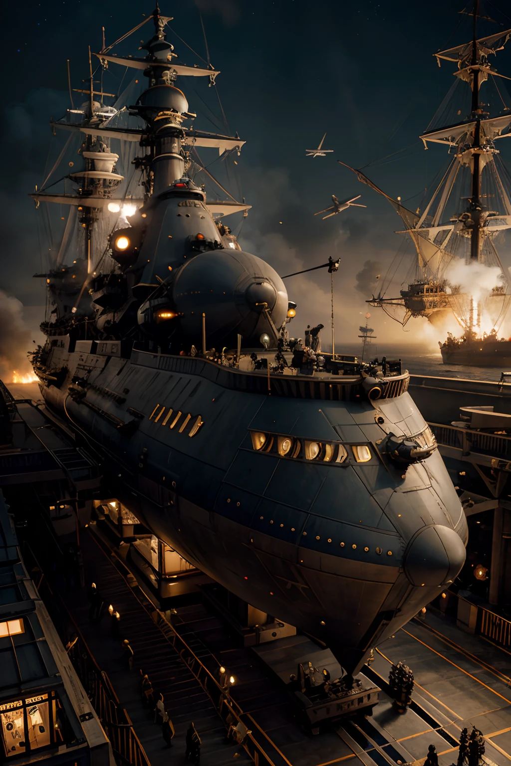 Steampunk space battleship yamato, star blazers, battleship yamato airship, steampunk battleship, battle airship,