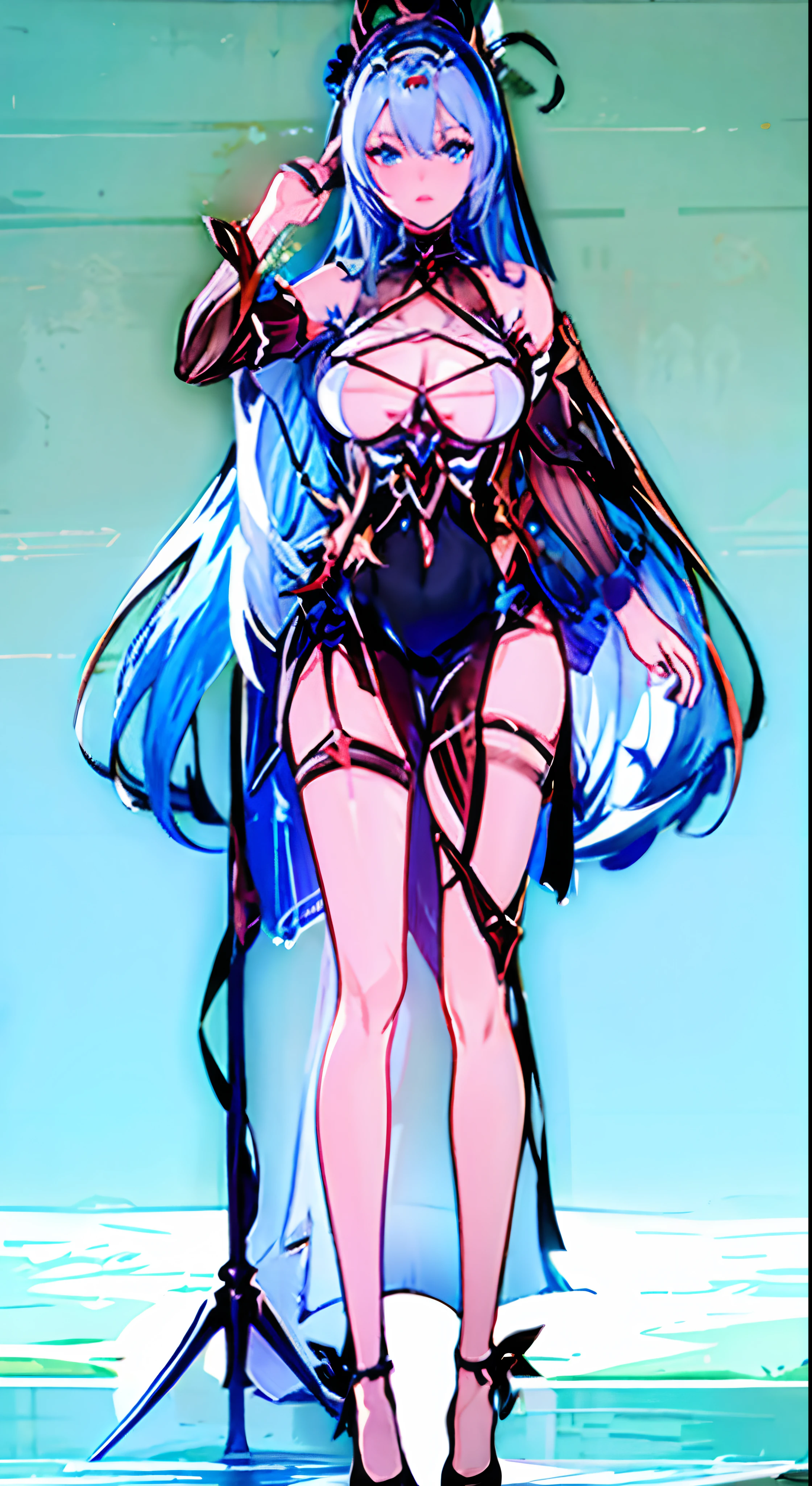 Anime - A style image of a woman in a sexy costume holding a microphone, ahegao, azur lane style, at pixiv, ayanami, Pisif 3DCG, cushart kenz, A scene from the《azur lane》videogame, full-body xianxia, onmyoji, Pisif, from girls frontline, Digital art on Pisif
