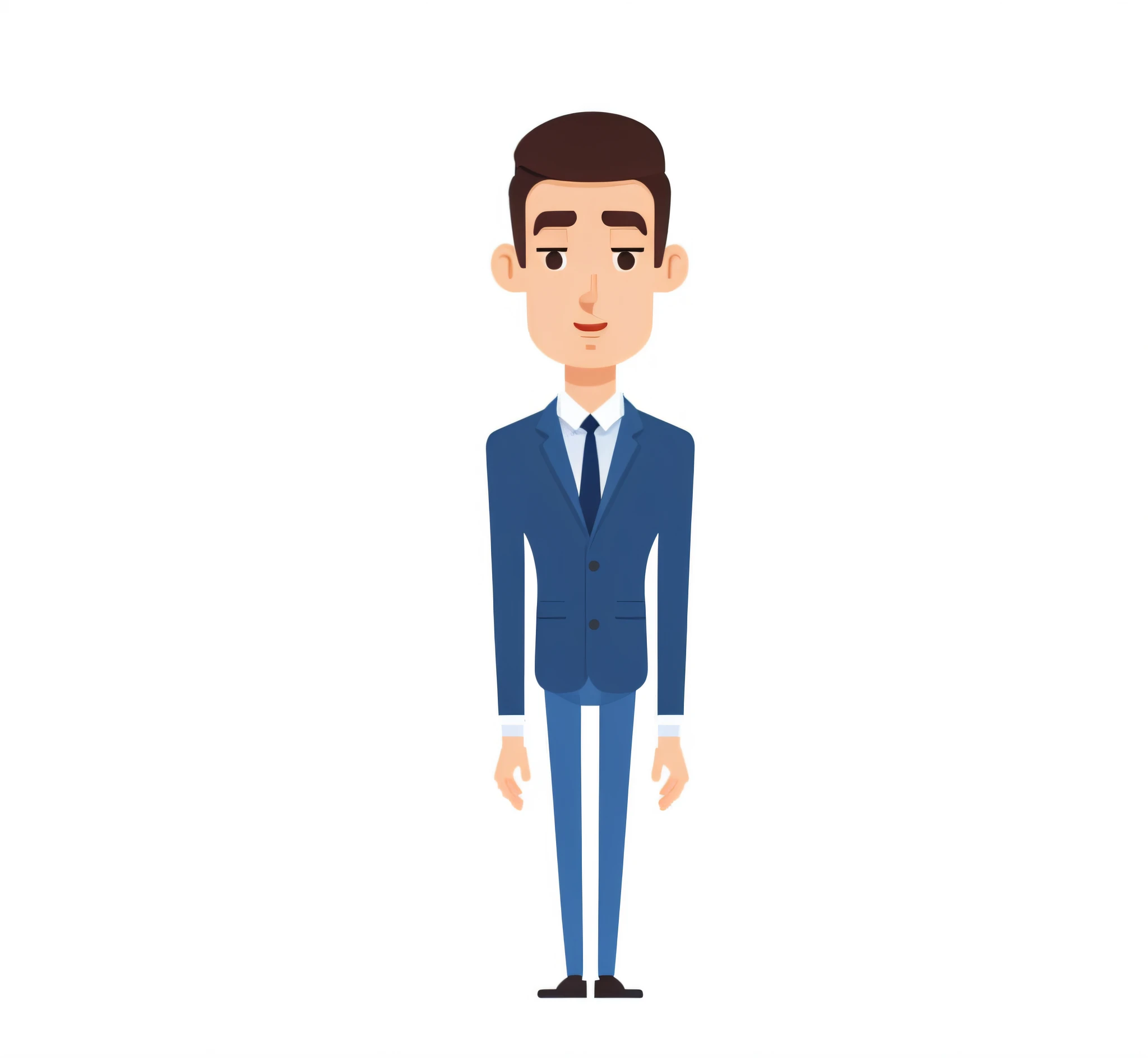 a man in suit and tie standing in front T pose, flat illustration, svg illustration, simple illustration, Full Body Single Character, Highly Detailed Character, Full Body Character Portrait, Full Body Single Character, Full Body Character, The character is standing, male character, cartoon illustration, cartoon image, corporate animation style, character digital illustration, cartoon style illustration