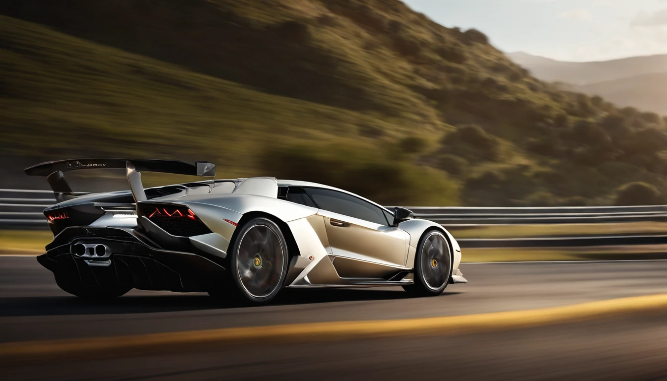 Envision a thrilling moment captured in time: a Lamborghini V12 Vision Grand Turismo racing down a track with breathtaking speed. Place the focus on the car, allowing its sleek design and dynamic lines to take center stage.

Zoom in on intricate details of the Lamborghini, emphasizing the precision of its aerodynamics, the gleaming finish, and the intricacies of the V12 engine. Capture the micro-details, such as the reflections on the polished surface, the intensity of the headlights, and the finely crafted contours that define this high-performance machine.

Create a sense of motion by using a panning shot technique, with the background intentionally blurred to convey the exhilarating speed of the race. Highlight the surroundings with dynamic streaks of color, suggesting the rapid movement of the Lamborghini against the backdrop.

Consider the track environment—whether it's a sleek modern racing circuit or a scenic road winding through a captivating landscape. Incorporate elements like tire marks and dust to add realism and further convey the intensity of the racing experience.

This detailed prompt aims to inspire a visually captivating depiction of a Lamborghini V12 Vision Grand Turismo racing down a track, with a focus on intricate and micro-details, and a background deliberately blurred to convey the thrilling speed of the race.