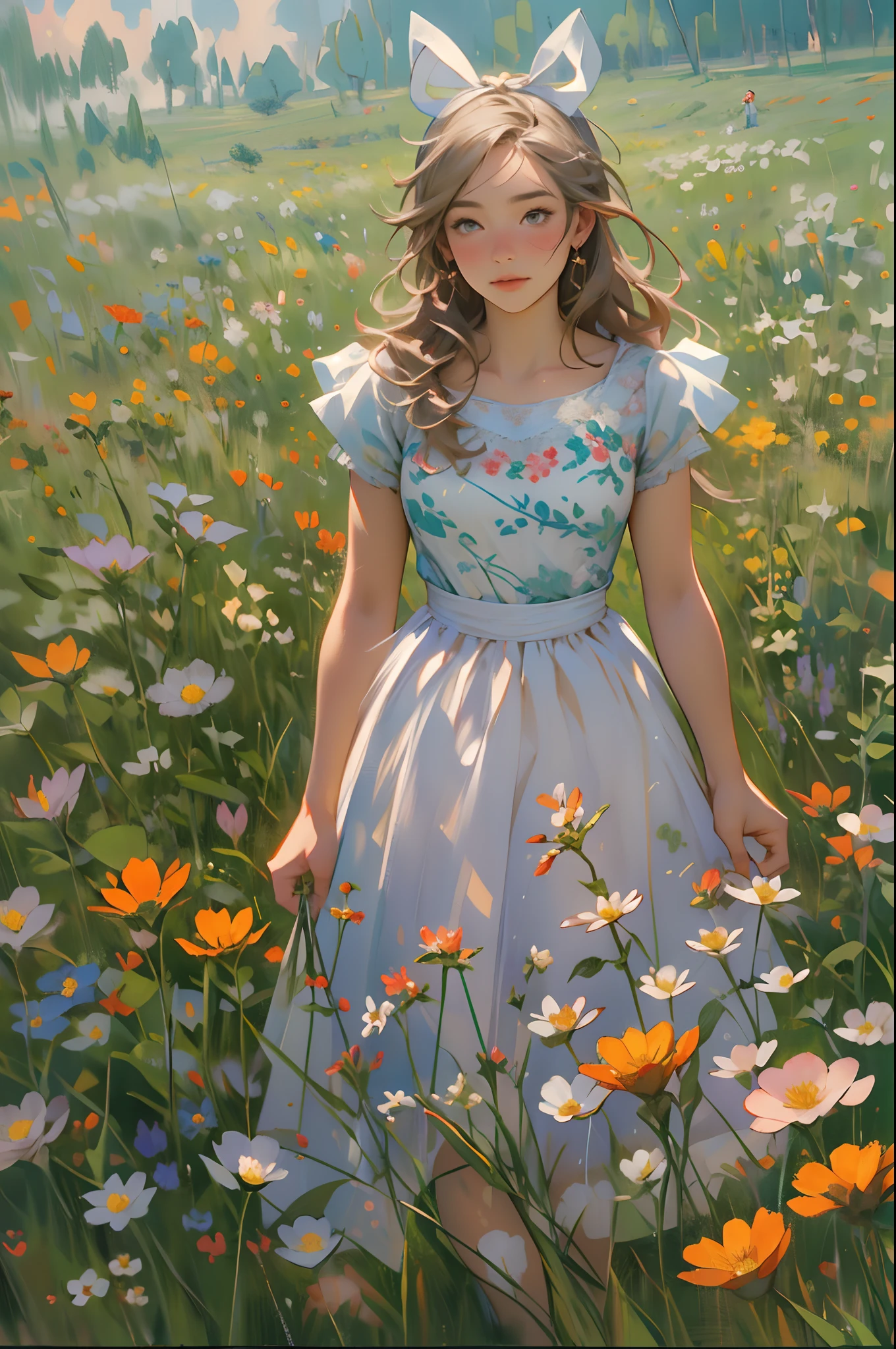 a beautiful girl being sad in the garden