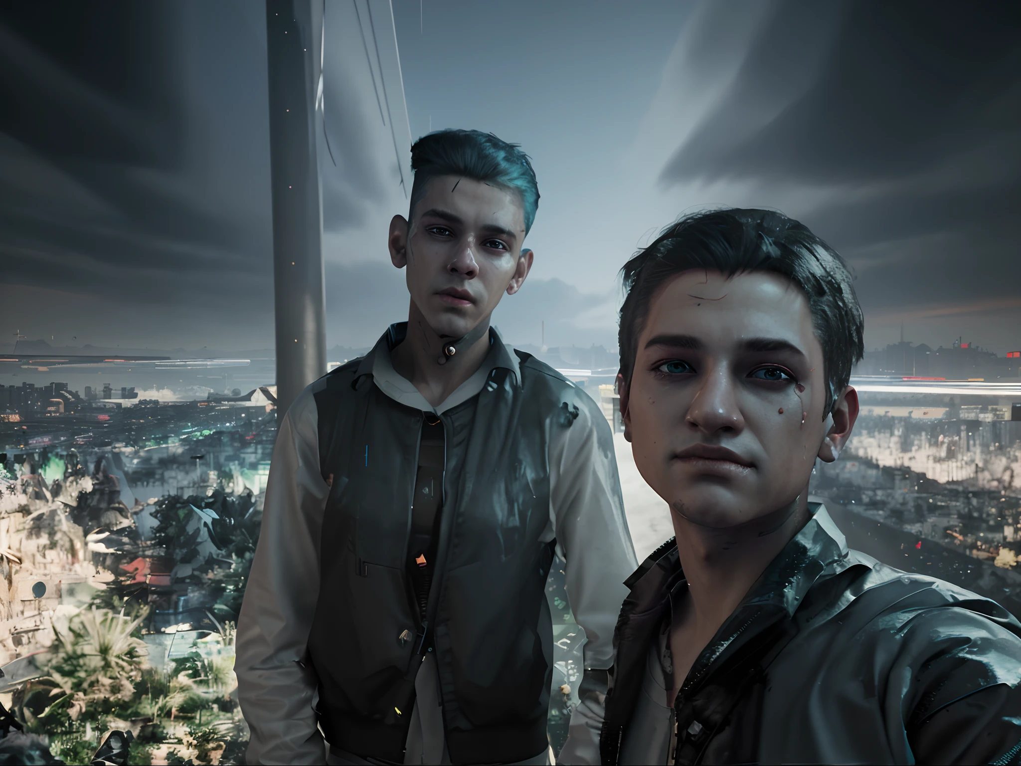 Change background cyberpunk handsome boy, realistic face, 8k, ultra realistic,